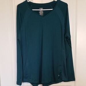 Danskin Deep Teal Long Sleeve Workout Shirt W/Mesh Accents for Breathability XXL
